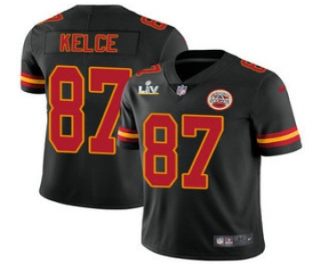 Men's Kansas City Chiefs #87 Travis Kelce Black 2021 Super Bowl LV Vapor Untouchable Stitched Nike Limited NFL Jersey