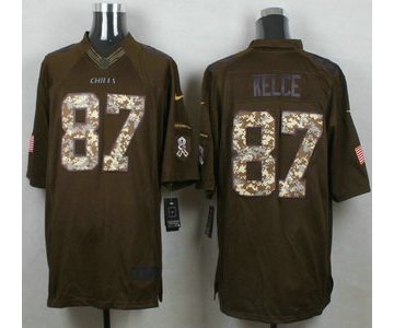 Men's Kansas City Chiefs #87 Travis Kelce Green Salute to Service 2015 NFL Nike Limited Jersey