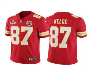 Men's Kansas City Chiefs #87 Travis Kelce Red 2021 Super Bowl LV Vapor Untouchable Stitched Nike Limited NFL Jersey