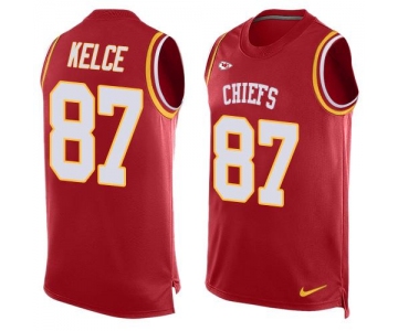 Men's Kansas City Chiefs #87 Travis Kelce Red Hot Pressing Player Name & Number Nike NFL Tank Top Jersey