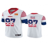 Men's Kansas City Chiefs #87 Travis Kelce White Independence Day Stars & Stripes Jersey
