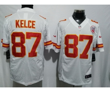 Men's Kansas City Chiefs #87 Travis Kelce White Road Stitched NFL Nike Game Jersey