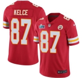 Mens Womens Youth Kids Kansas City Chiefs #87 Travis Kelce Red Team Color Super Bowl LVII Patch Stitched Vapor Untouchable Limited Jersey