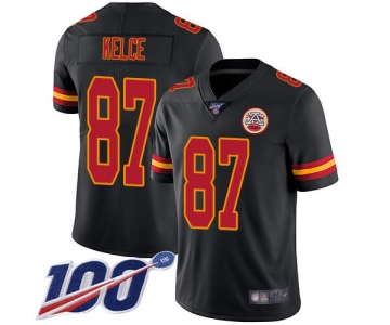 Nike Chiefs #87 Travis Kelce Black Men's Stitched NFL Limited Rush 100th Season Jersey