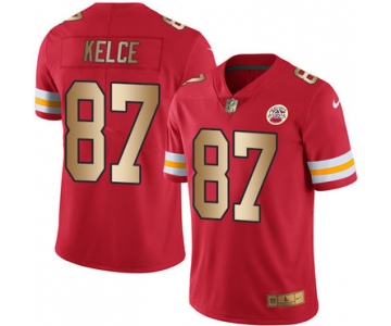 Nike Chiefs #87 Travis Kelce Red Men's Stitched NFL Limited Gold Rush Jersey