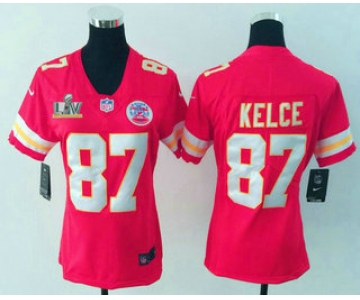 Women's Kansas City Chiefs #87 Travis Kelce Red 2021 Super Bowl LV Vapor Untouchable Stitched Nike Limited NFL Jersey