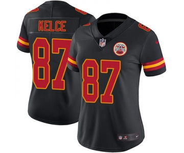 Women's Nike Kansas City Chiefs #87 Travis Kelce Black Stitched NFL Limited Rush Jersey