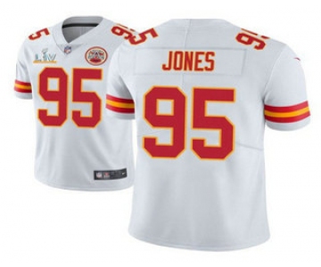Men's Kansas City Chiefs #95 Chris Jones White 2021 Super Bowl LV Limited Stitched NFL Jersey