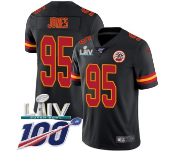 Nike Chiefs #95 Chris Jones Black Super Bowl LIV 2020 Men's Stitched NFL Limited Rush 100th Season Jersey