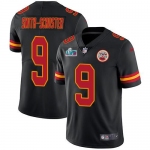 Men's Womens Youth Kids Kansas City Chiefs #9 JuJu Smith-Schuster Black Super Bowl LVII Patch Stitched Limited Rush Jersey