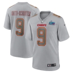 Men's Womens Youth Kids Kansas City Chiefs #9 JuJu Smith-Schuster Super Bowl LVII Patch Atmosphere Fashion Game Jersey - Gray