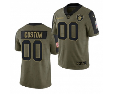 Men's Olive Las Vegas Raiders ACTIVE PLAYER Custom 2021 Salute To Service Limited Stitched Jersey