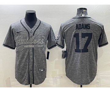Men's Las Vegas Raiders #17 Davante Adams Gray With Patch Cool Base Stitched Baseball Jersey