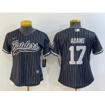 Women's Las Vegas Raiders #17 Davante Adams Black Team Big Logo With Patch Cool Base Stitched Baseball Jersey