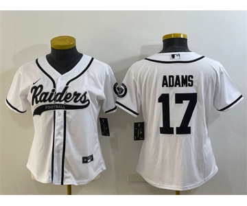 Women's Las Vegas Raiders #17 Davante Adams White With Patch Cool Base Stitched Baseball Jersey(Run Small)