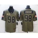 Men's Las Vegas Raiders #98 Maxx Crosby 2021 Olive Salute To Service Limited Stitched Jersey