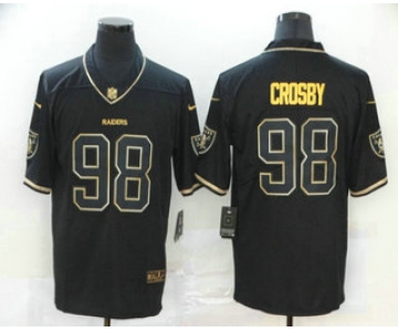 Men's Las Vegas Raiders #98 Maxx Crosby Black 100th Season Golden Edition Jersey
