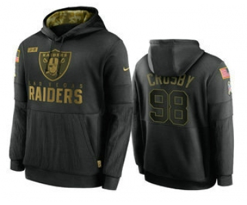 Men's Las Vegas Raiders #98 Maxx Crosby Black 2020 Salute To Service Sideline Performance Pullover Hoodie