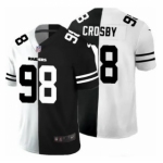 Men's Las Vegas Raiders #98 Maxx Crosby Black White Split Vapor Limited Stitched Jersey