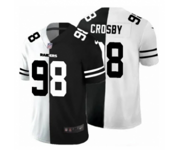 Men's Las Vegas Raiders #98 Maxx Crosby Black White Split Vapor Limited Stitched Jersey