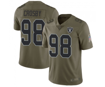 Oakland Raiders #98 Maxx Crosby Men's Olive Limited 2017 Salute to Service Football Jersey