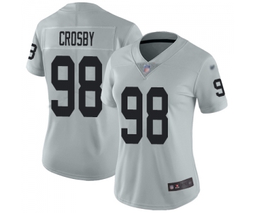 Oakland Raiders #98 Maxx Crosby Women's Silver Limited Inverted Legend Football Jersey
