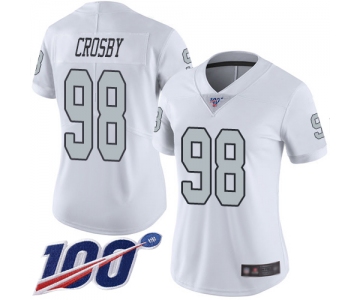 Oakland Raiders #98 Maxx Crosby Women's White Limited 100th Season Rush Vapor Untouchable Football Jersey