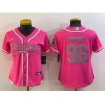 Women's Las Vegas Raiders #98 Maxx Crosby Pink With Patch Cool Base Stitched Baseball Jersey