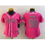 Women's Las Vegas Raiders #98 Maxx Crosby Pink With Patch Cool Base Stitched Baseball Jersey