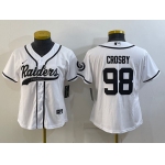 Women's Las Vegas Raiders #98 Maxx Crosby White With Patch Cool Base Stitched Baseball Jersey