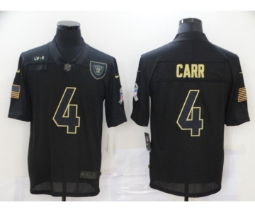 Men's Las Vegas Raiders #4 Derek Carr Black 2020 Salute To Service Stitched NFL Nike Limited Jersey