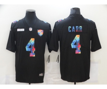 Men's Las Vegas Raiders #4 Derek Carr Multi-Color Black 2020 NFL Crucial Catch Vapor Untouchable Nike Limited Jersey