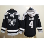 Men's Las Vegas Raiders 4 Derek Carr NEW Black Pocket Stitched NFL Pullover Hoodie