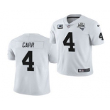 Men's Las Vegas Raiders #4 Derek Carr White 2020 Inaugural Season With C Patch Vapor Limited Stitched NFL Jersey