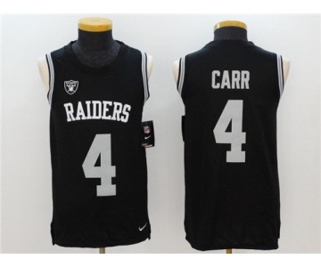Men's Oakland Raiders #4 Derek Carr Black Color Rush 2017 Vest Stitched NFL Nike Tank Top Jersey