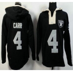 Men's Oakland Raiders #4 Derek Carr Black Team Color 2015 NFL Hoody