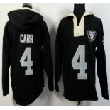 Men's Oakland Raiders #4 Derek Carr Black Team Color 2015 NFL Hoody