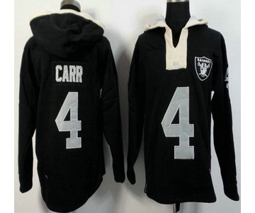 Men's Oakland Raiders #4 Derek Carr Black Team Color 2015 NFL Hoody