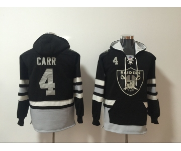 Men's Oakland Raiders #4 Derek Carr NEW Black Pocket Stitched NFL Pullover Hoodie
