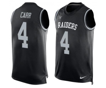 Men's Oakland Raiders 4 Derek Carr Nike Black Printed Player Name & Number Tank Top