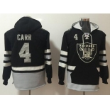Nike Oakland Raiders #4 Derek Carr Black Grey Name & Number Pullover NFL Hoodie