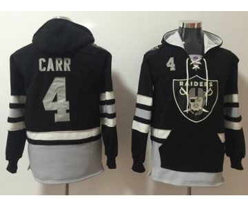 Nike Oakland Raiders #4 Derek Carr Black Grey Name & Number Pullover NFL Hoodie