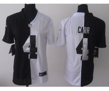 Nike Oakland Raiders #4 Derek Carr Black/White Two Tone Womens Jersey