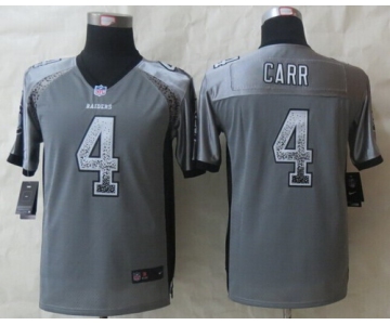 Nike Oakland Raiders #4 Derek Carr Drift Fashion Gray Kids Jersey