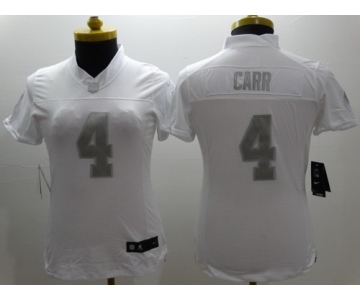 Nike Oakland Raiders #4 Derek Carr Platinum White Limited Womens Jersey