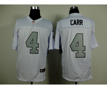 Nike Oakland Raiders #4 Derek Carr White With Silvery Elite Jersey