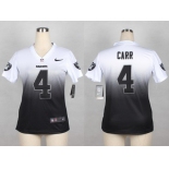 Nike Oakland Raiders #4 Derek Carr White/Black Fadeaway Womens Jersey