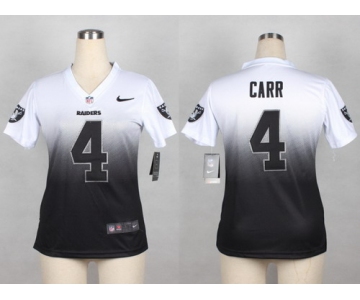 Nike Oakland Raiders #4 Derek Carr White/Black Fadeaway Womens Jersey
