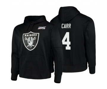 Oakland Raiders #4 Derek Carr Nike NFL 100 Primary Logo Circuit Name & Number Pullover Hoodie Black