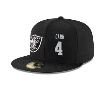 Oakland Raiders #4 Derek Carr Snapback Cap NFL Player Black with Silver Number Stitched Hat
